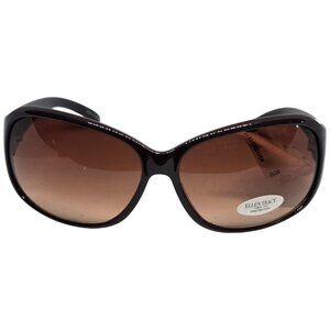 Ellen Tracy Oversized Brown Gradient Sunglasses With Crocodile Texture Arms & UV